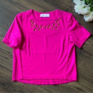 Amanda Uprichard Hot Pink gold grommets top small
